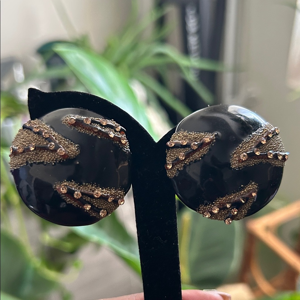 Vintage Black and Gold Earrings
